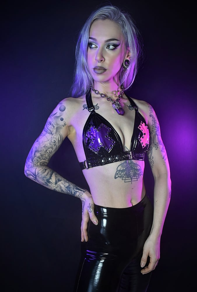 Image of PINK AND PURPLE X BRA XS-MEDIUM