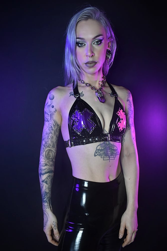 Image of PINK AND PURPLE X BRA XS-MEDIUM