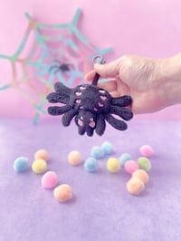 Image 2 of Creepy Cute Black Spider Plush Bag Charm 