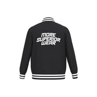 Image 2 of Unisex signature MSW logo varsity padded jacket black & white