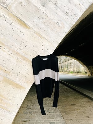 Maison Martin Margiela FW10 Grey Stripe on Black Knit Sweater - Size M