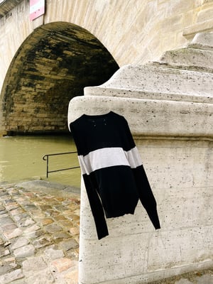 Maison Martin Margiela FW10 Grey Stripe on Black Knit Sweater - Size M
