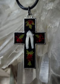 Image 3 of Tooth and Floral Cross Pendant