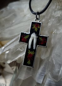 Image 5 of Tooth and Floral Cross Pendant