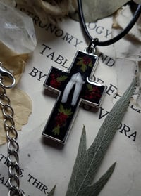 Image 4 of Tooth and Floral Cross Pendant