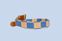Image 3 of Quilted Dog Collar Sleeve with Leather Collar / Gingham Checker Series