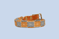 Image 4 of Quilted Dog Collar Sleeve with Leather Collar / Gingham Checker Series