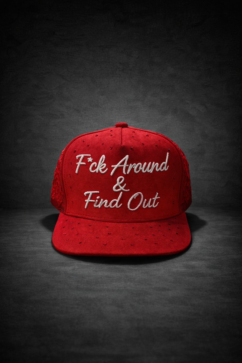 Image of F*ck Around & Find Out Custom Gem Snapback red hat 