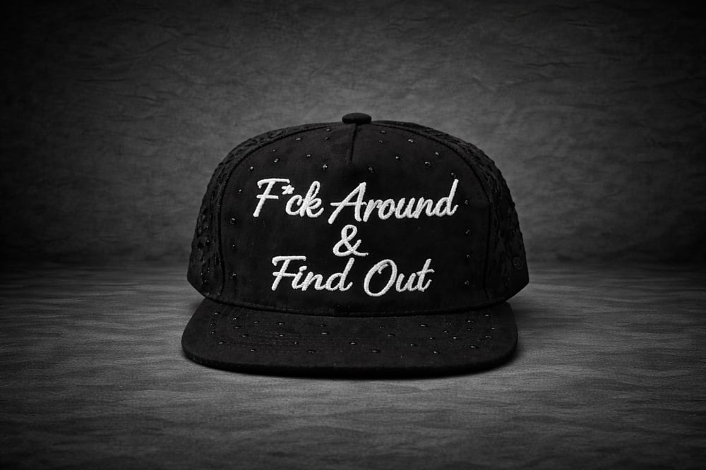 Image of F*ck Around & Find Out Custom Gem Snapback cursive  hat