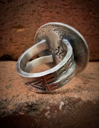 Image 6 of WL&A Handmade Walking Liberty Silver Half Dollar Sierra Bella Whirling Log Ring  - Size 11.5
