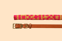 Image 4 of Quilted Dog Collar Sleeve with Leather Collar / Golden Hour