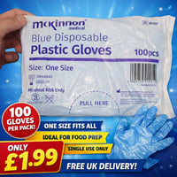 Image 1 of Disposable Gloves (100 Pack) - Lightweight Plastic Gloves for Cleaning & Food Prep