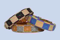 Image 1 of Quilted Dog Collar Sleeve with Leather Collar / Gingham Checker Series