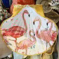 Image 1 of Shell trinket dish colour flamingo design gold finish
