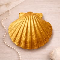 Image 2 of Shell trinket dish Lily of the valley design with gold May birth flower 
