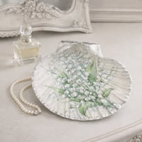 Image 1 of Shell trinket dish Lily of the valley design with silver May birth flower 