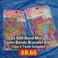 2x 600 Band Mix Loom Bands Bracelet Kits - Clips & Tools Included Kids Craft Set