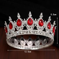 Image 4 of 👑The Armored Kingdom Ruby Red Queens Crown(Silver)-Royal Tiara-Deep Red Gems-Silver Finish