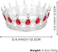 Image 6 of 👑The Armored Kingdom Ruby Red Queens Crown(Silver)-Royal Tiara-Deep Red Gems-Silver Finish