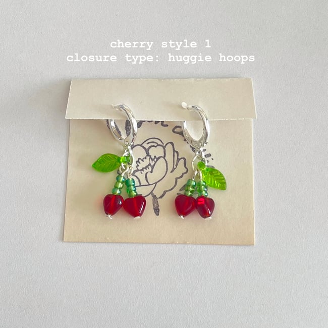 mini red cherry earrings