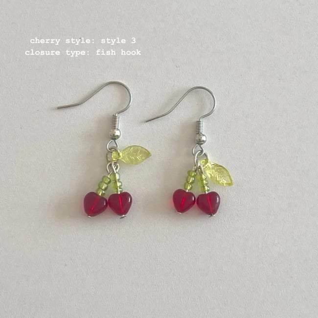mini red cherry earrings