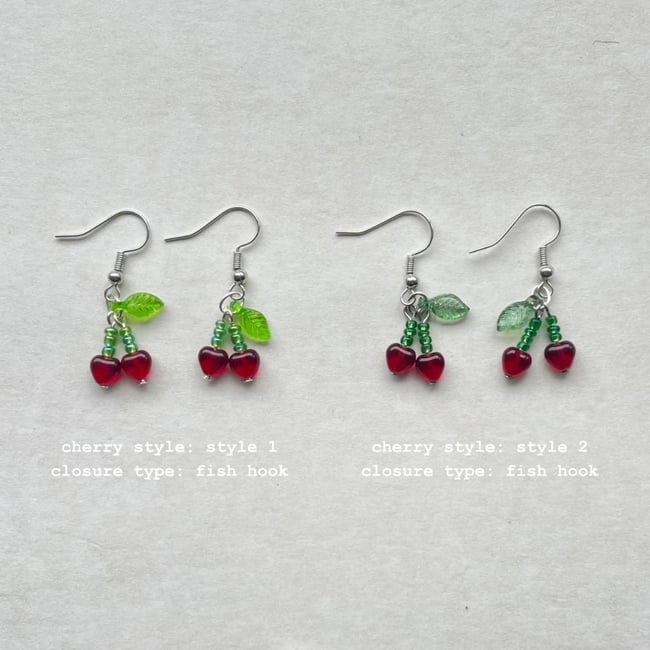 mini red cherry earrings