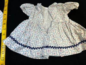 Image of Lot of 2 Vintage Feedsack Baby/Doll Dresses & Bonnet