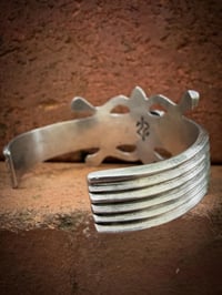 Image 6 of WL&A Handmade High Grade Natural Emerald Valley Turquoise Ketoh Row Cuff - Size 7 to 7.5" Wrist