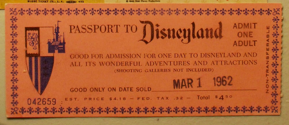 LOOK CLOSELY--THIS IS AN AMAZING DISNEYLAND COLLECTION OF SEVERAL VERY RARE TICKETS!
