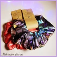 Bundle Set of 2 Mermaid Metallic Fish Scale and Pink Metallic Jumbo Scrunchie Set Product