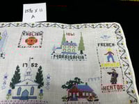 Image 2 of Vintage "Historic NY-Themed" Counted Cross Stitch on Linen (A)