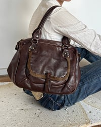 Image 2 of LEATHER FUR TRIM BAG