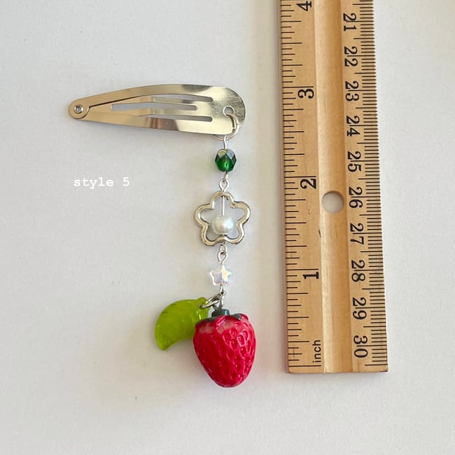 strawberry & leaf hair clip