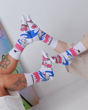 Image of BORNTOSPRAY Socks ANON x SLIDELFY 
