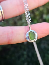 Image 9 of Ready to ship! ' Sea Fern ' - Sterling Silver pebble necklace with Cornish Green Seaglass 
