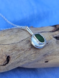 Image 7 of Ready to ship! ' Sea Fern ' - Sterling Silver pebble necklace with Cornish Green Seaglass 