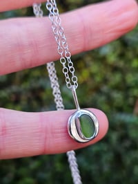 Image 1 of Ready to ship! ' Sea Fern ' - Sterling Silver pebble necklace with Cornish Green Seaglass 