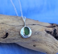 Image 3 of Ready to ship! ' Sea Fern ' - Sterling Silver pebble necklace with Cornish Green Seaglass 