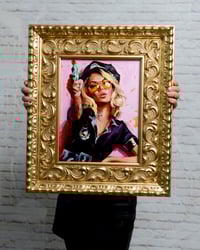 Image 2 of 'COP CATHY HAS ANOTHER GOOD NIGHT!' Original Oil Painting