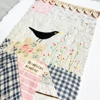Image 4 of Artwork - ORIGINAL - Blackbird singing - textile hand stitched collage
