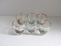Image 4 of Vintage Scotland Shot Glasses Set (6) with Metal Tray, c 1960s, Boxed