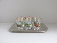Image 3 of Vintage Scotland Shot Glasses Set (6) with Metal Tray, c 1960s, Boxed