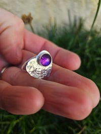 Image 3 of Custom initial heart ring in size O with Amethyst 