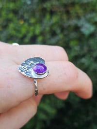 Image 4 of Custom initial heart ring in size O with Amethyst 