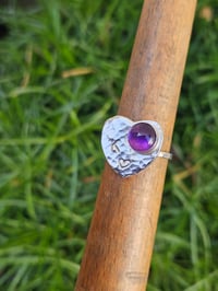 Image 6 of Custom initial heart ring in size O with Amethyst 