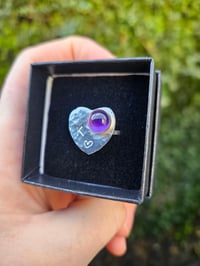 Image 7 of Custom initial heart ring in size O with Amethyst 