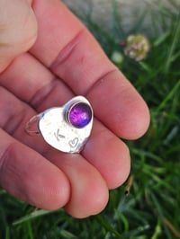 Image 2 of Custom initial heart ring in size O with Amethyst 