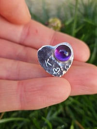 Image 8 of Custom initial heart ring in size O with Amethyst 