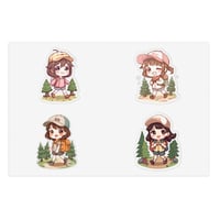 Image 1 of Camping Girls Sticker Pack — 5 Cute Hiking Character Stickers