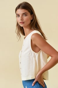 Image 3 of CROP TANK TOP WITH BUTTON FRONT DETAIL